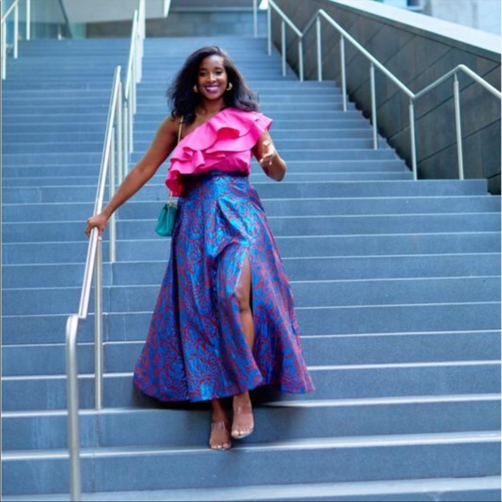 Anthropologie Blue and Red Maxi Skirt - Picture 15 of 15